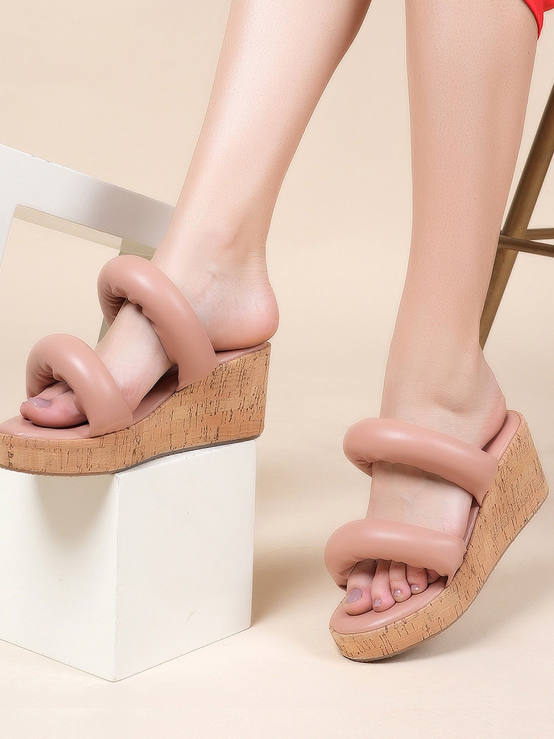 

DressBerry Peach Colourblocked Open Toe Wedges