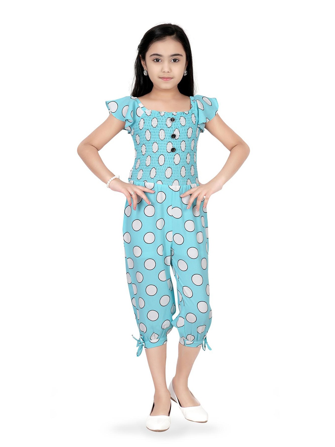 

Tiny Girl Girls Printed Cotton Capri Jumpsuit, Blue