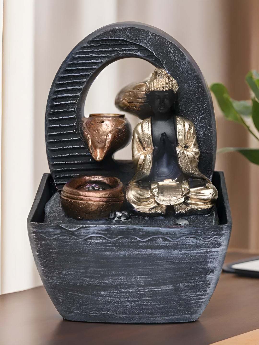 

VIVARS CRAFT Black & Brown Textured Indoor Water Fountain