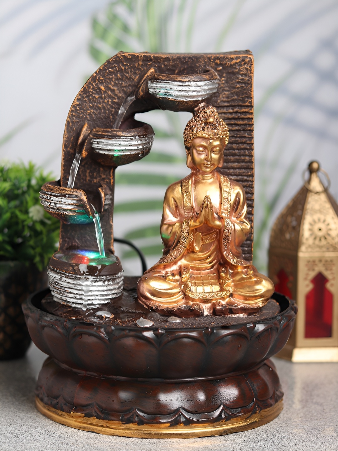 

VIVARS CRAFT Brown Textured Buddha Indoor Water Fountain