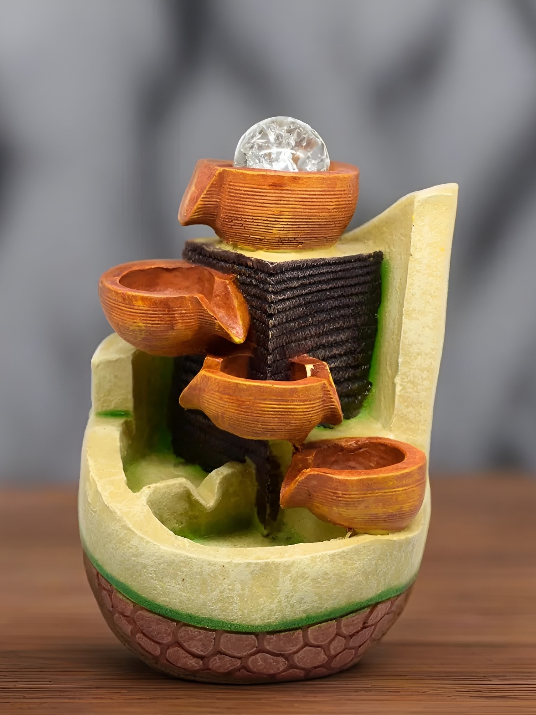

VIVARS CRAFT Brown & Green Table Top Water Fountain