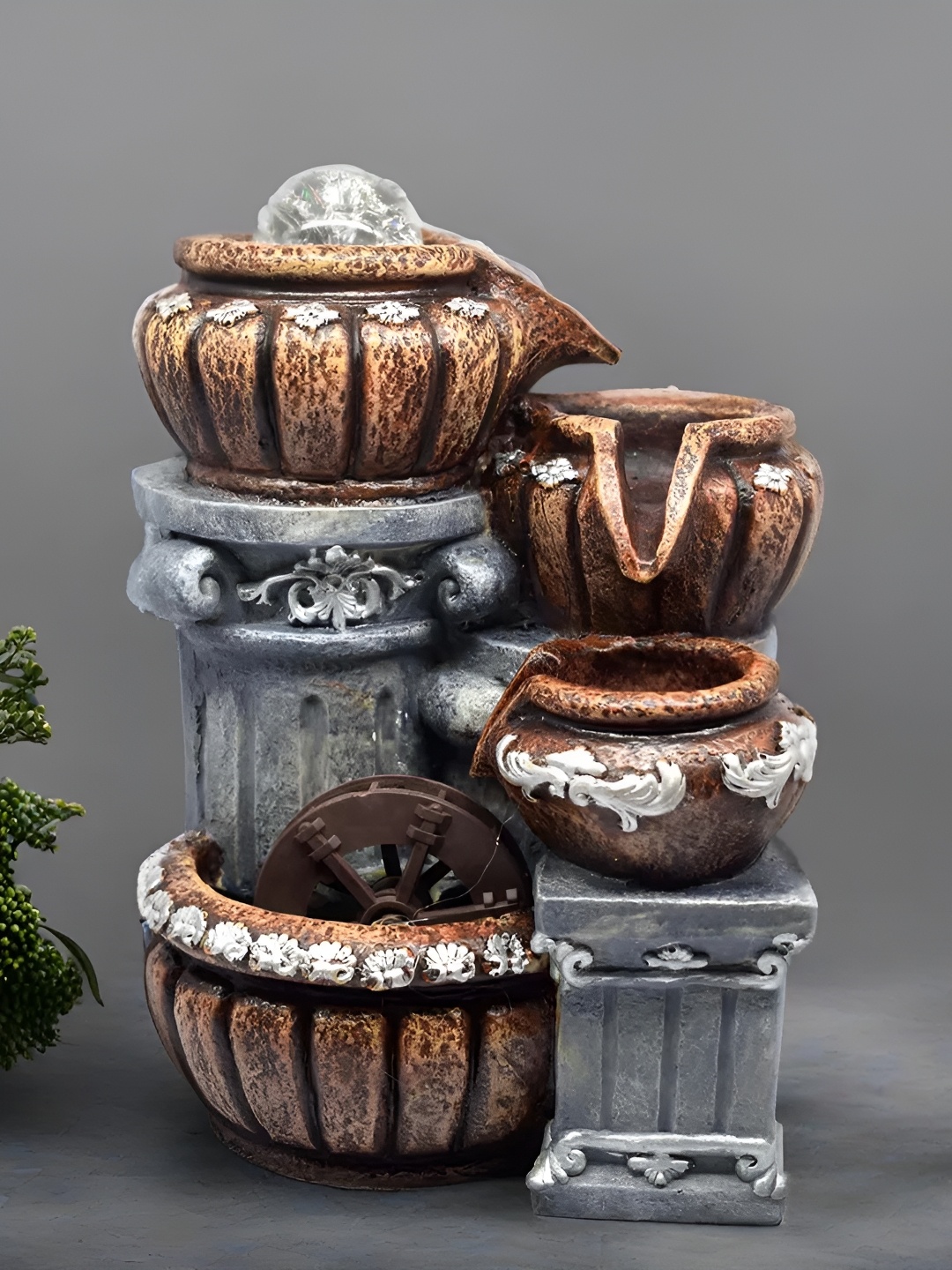 VIVARS CRAFT Brown & Grey Textured Indoor Water Fountain