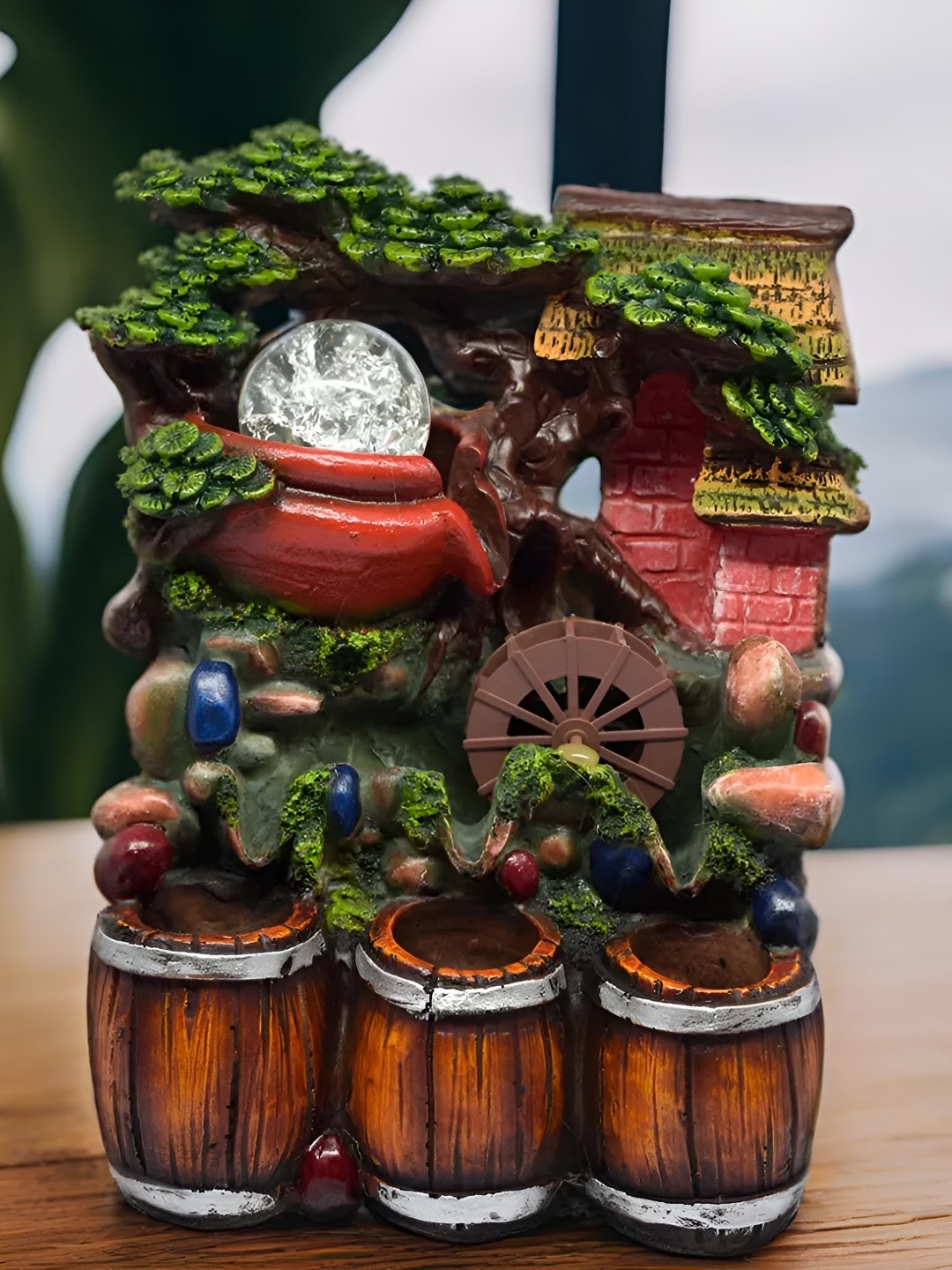 

VIVARS CRAFT Brown & Green Table Top Water Fountain