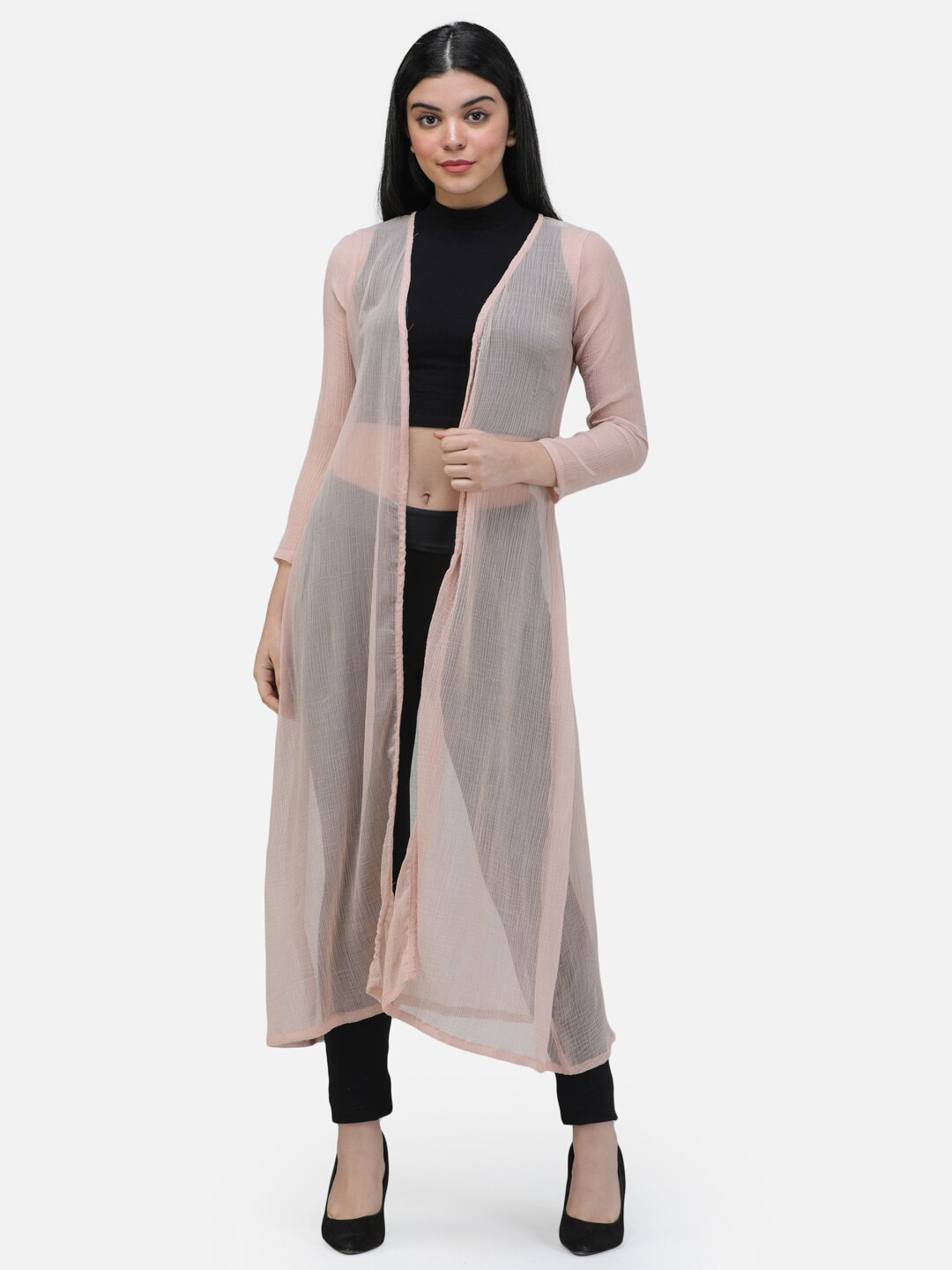 

Cation Longline Open Front Shrug, Beige