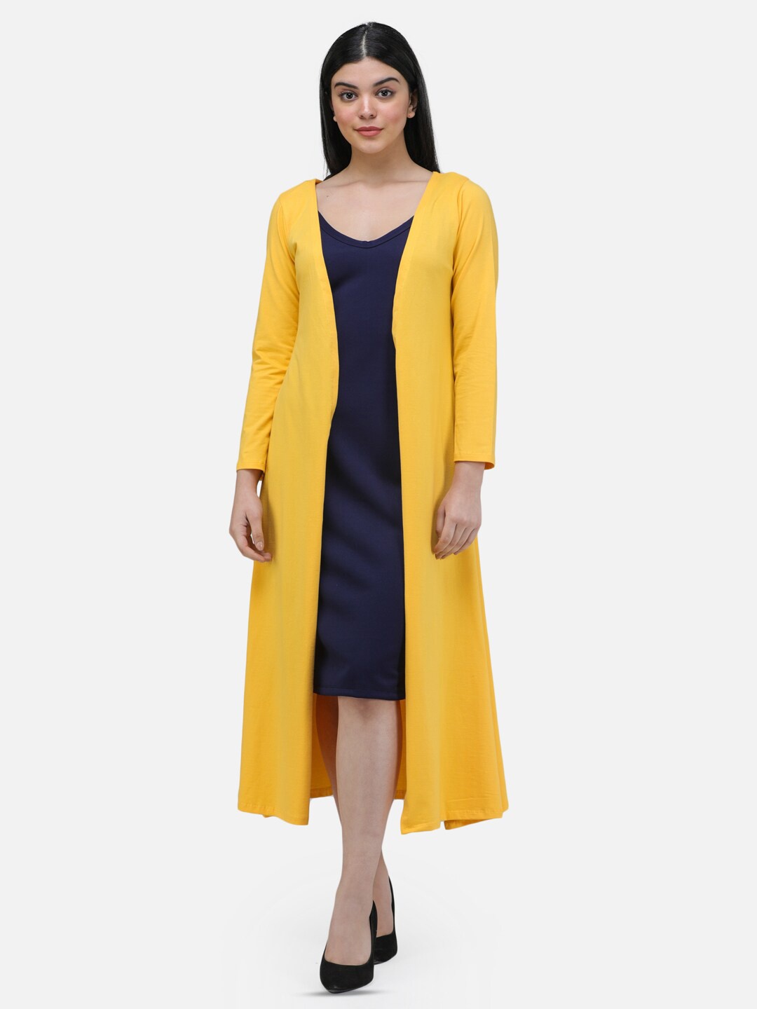 

Cation Yellow Open Front Cotton Longline Shrug