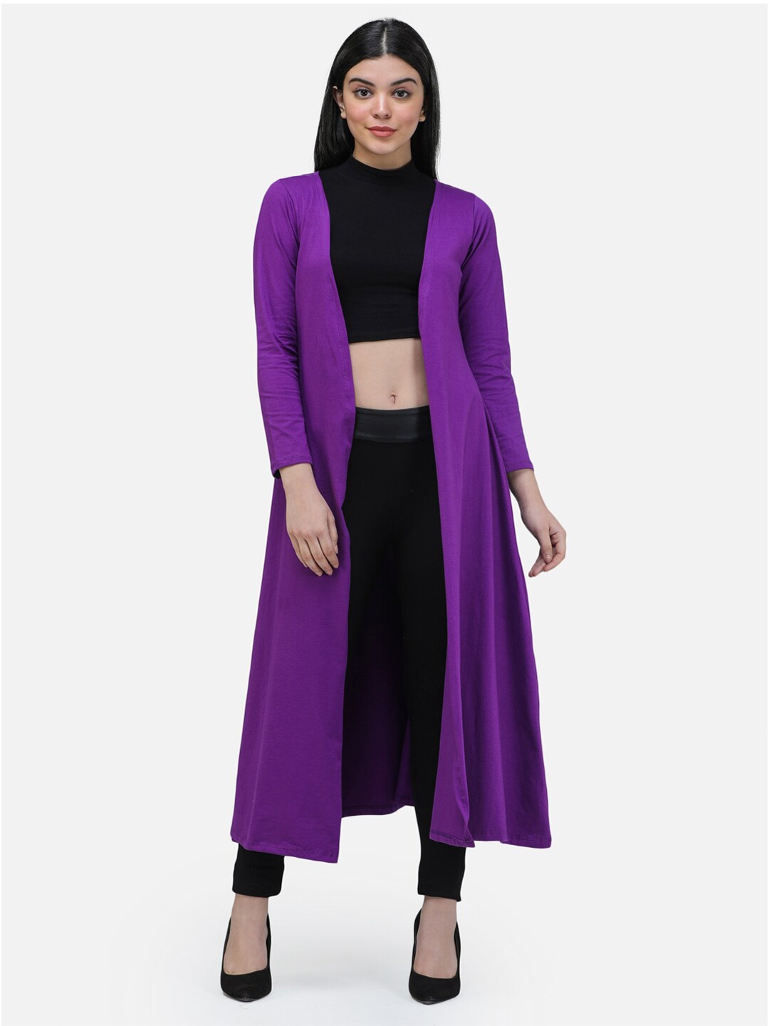

Cation Purple Open Front Cotton Longline Shrug