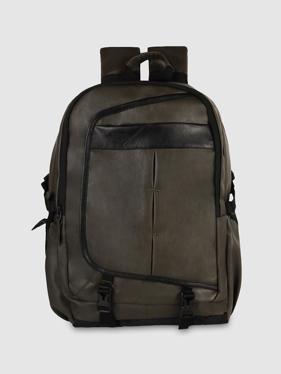 

HRX by Hrithik Roshan Unisex Leather Backpack With Reflective Strip, Olive