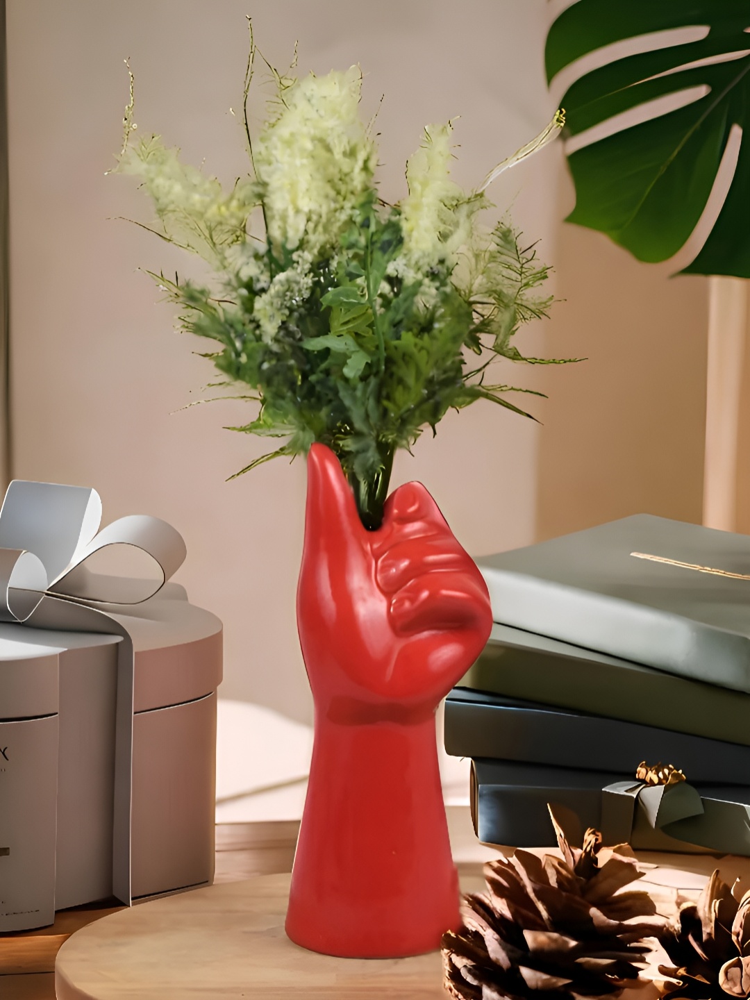 

Kaolinite Red Hand Shaped Flower Vase