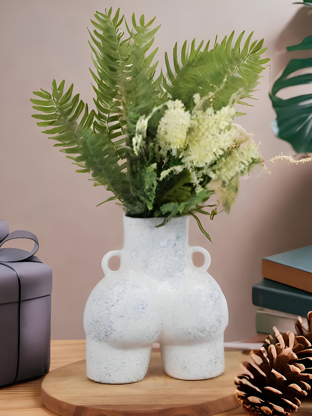 

Kaolinite White & Blue Textured Premium Ceramic Flower Vase
