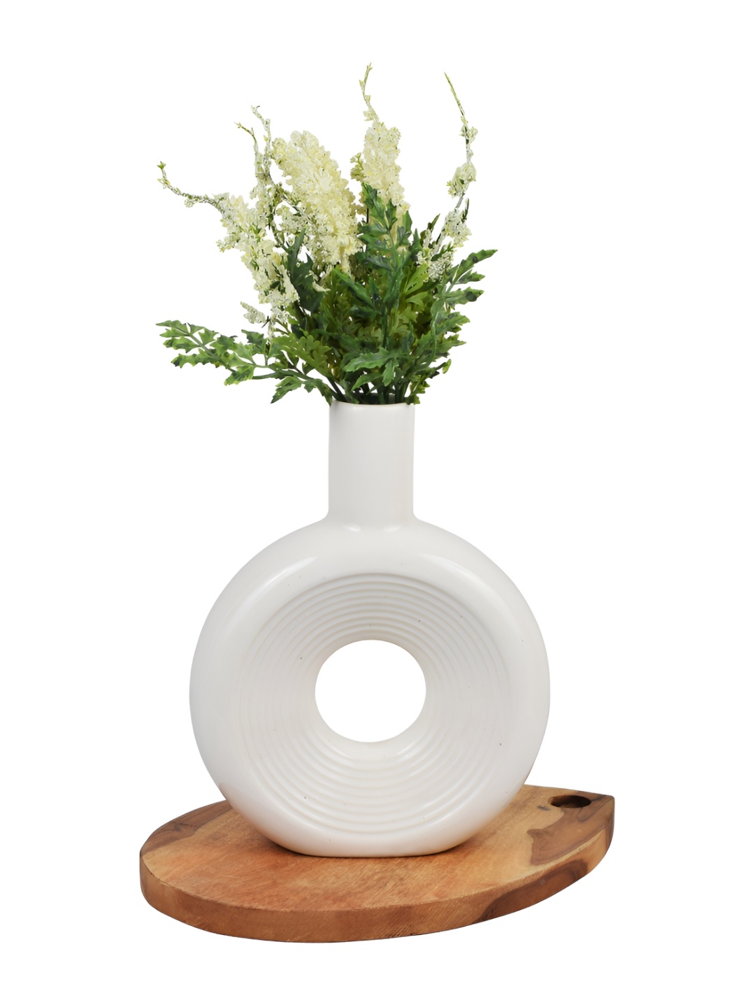 

Kaolinite White Premium Ceramic Donut Shaped Flower Vases