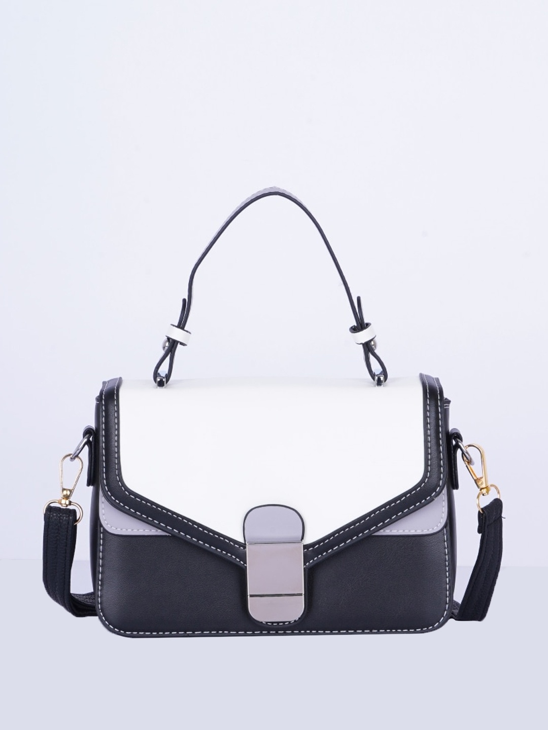 

CHRONICLE Colourblocked Structured Shoulder Bag, Grey