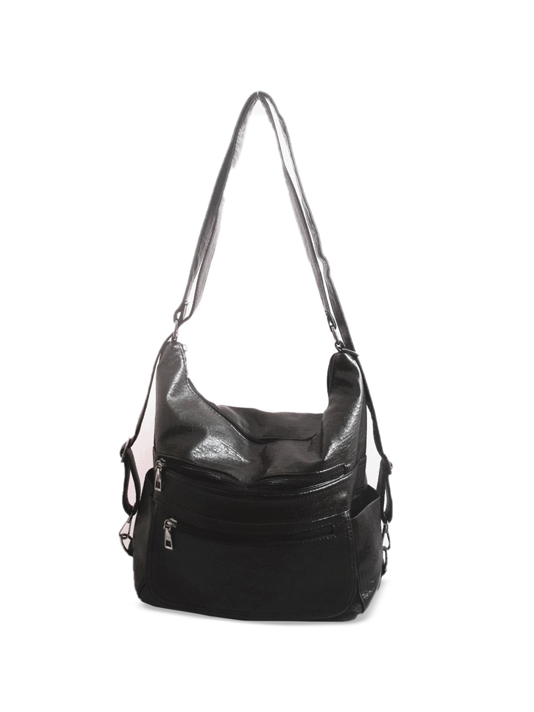 CHRONICLE Textured Structured Hobo Bag, Black