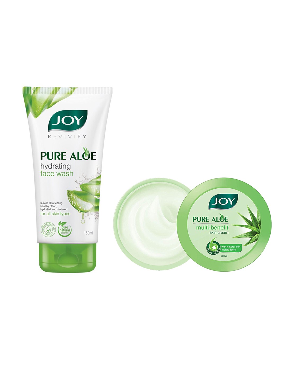 

JOY Pure Aloe Set of Hydrating Face Wash - 150 ml & Multi-Benefit Body Cream - 200 ml, Green