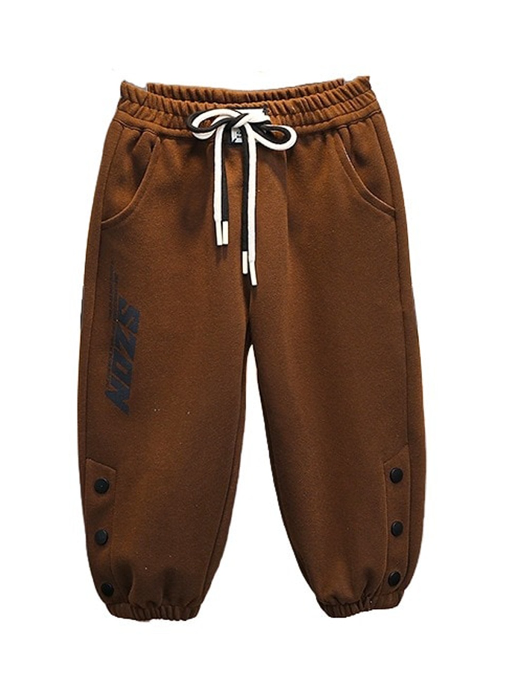 

StyleCast x Revolte Boys Brown Printed High-Rise Easy Wash Cotton Joggers Trousers