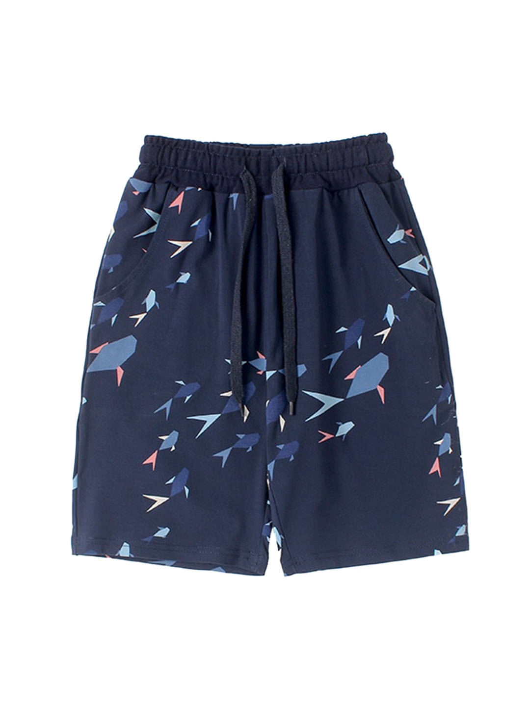 

StyleCast x Revolte Boys Printed Mid-Rise Cotton Regular Shorts, Navy blue