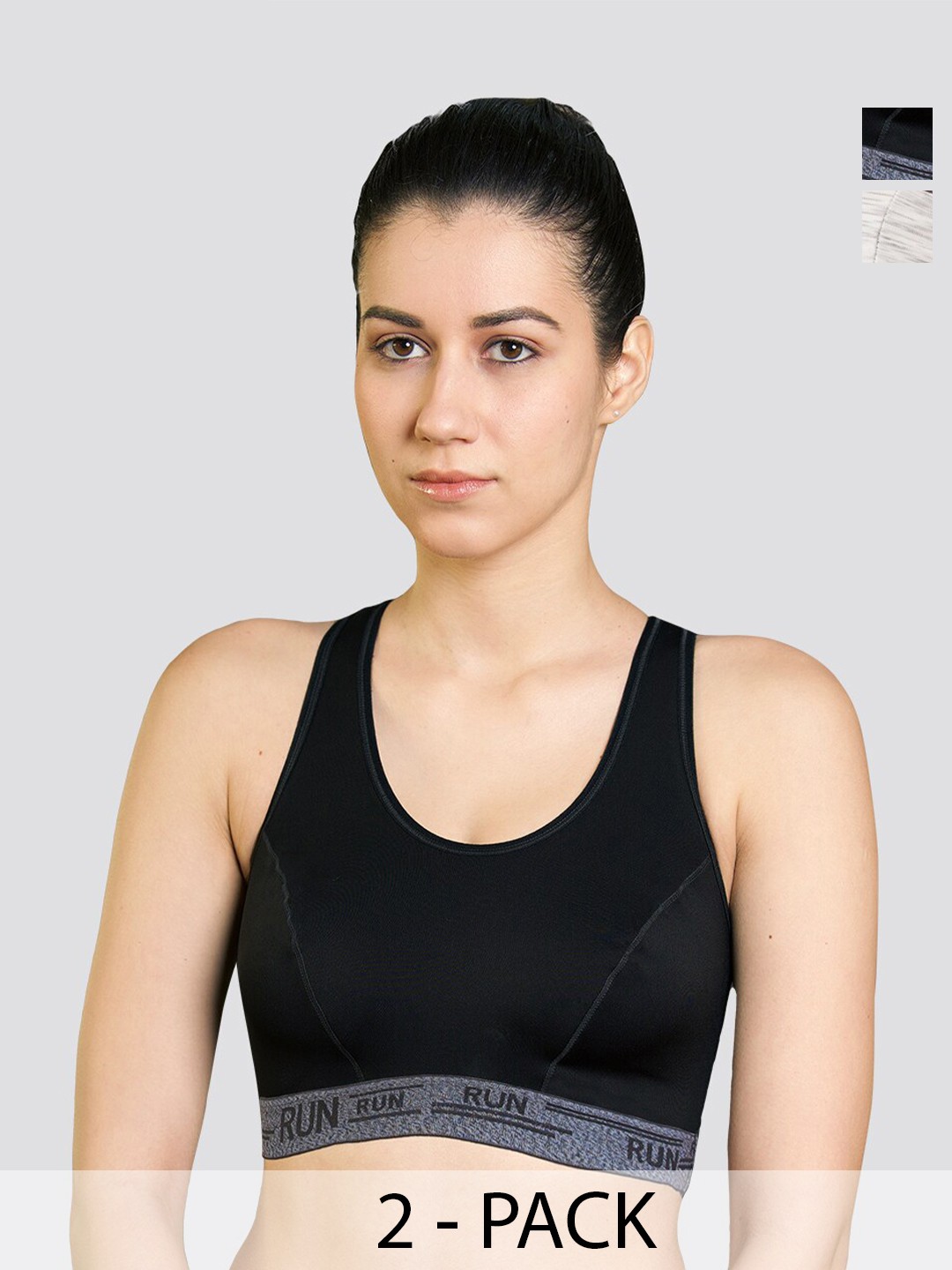 

K LINGERIE Pack of 2 Kristen High Impact Support Sports Bra For Workout & Gym Activities, Black