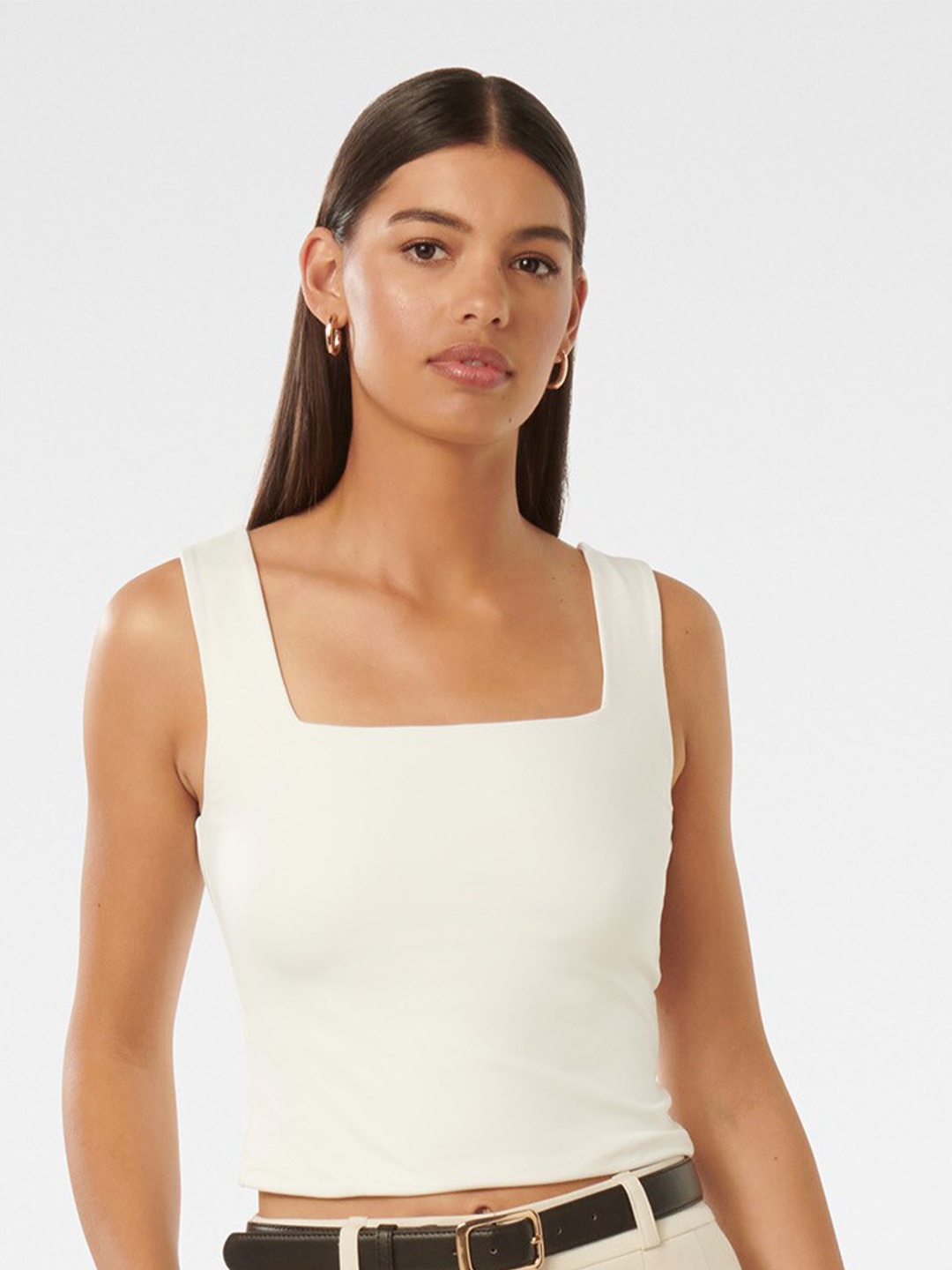 

Forever New Sandie Square Neck Fitted Crop Top, White