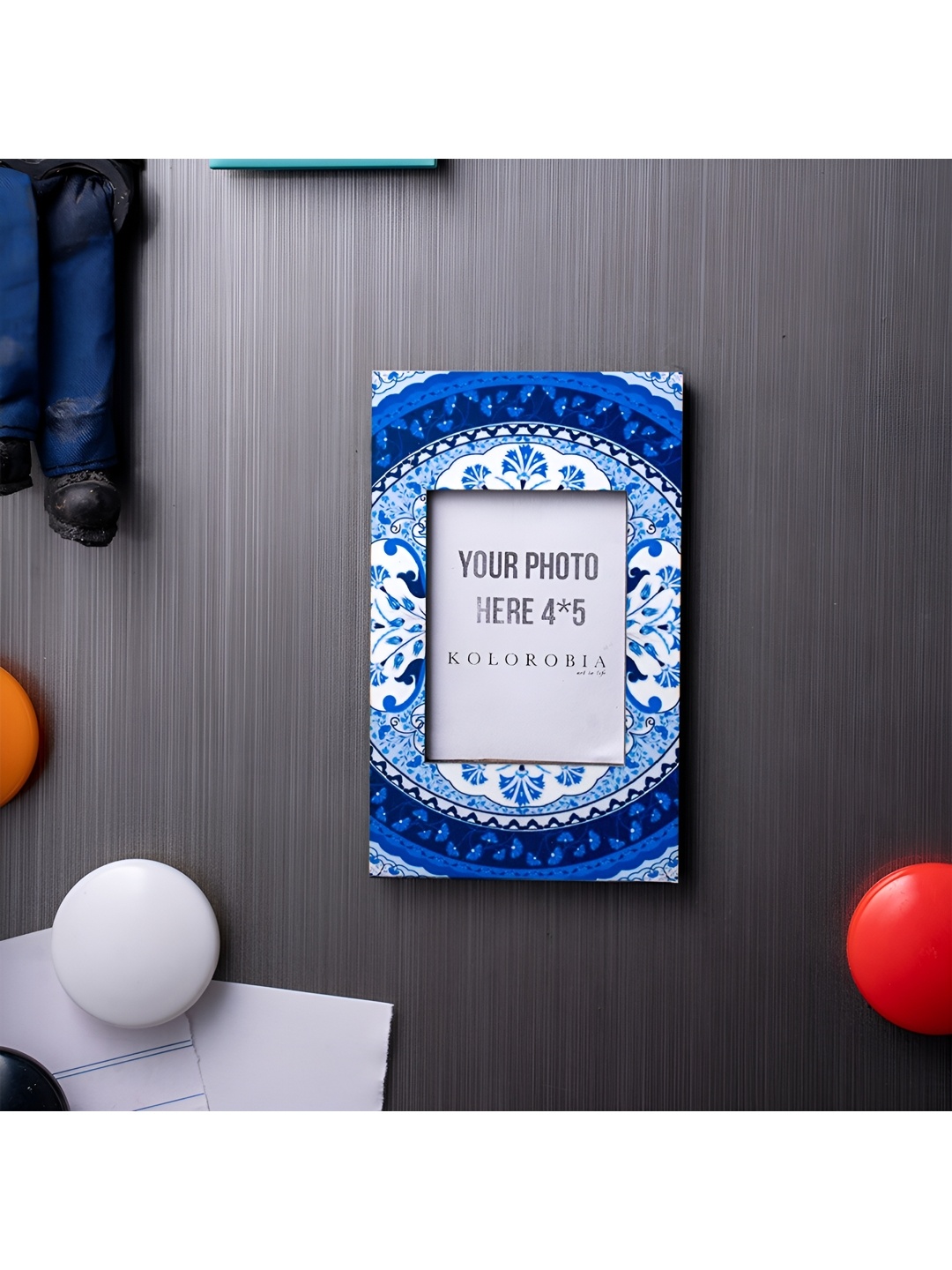 

KOLOROBIA Blue & White Wooden Magnetic Wall Photo Frame