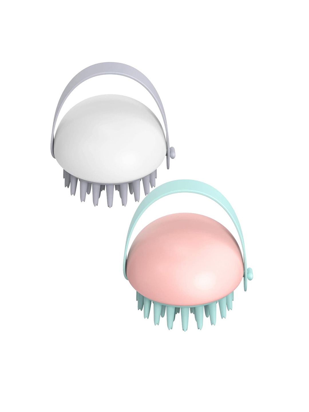 

Kuber Industries Set Of 2 Hair Scalp Massager Brush For Dandruff - Pink & White