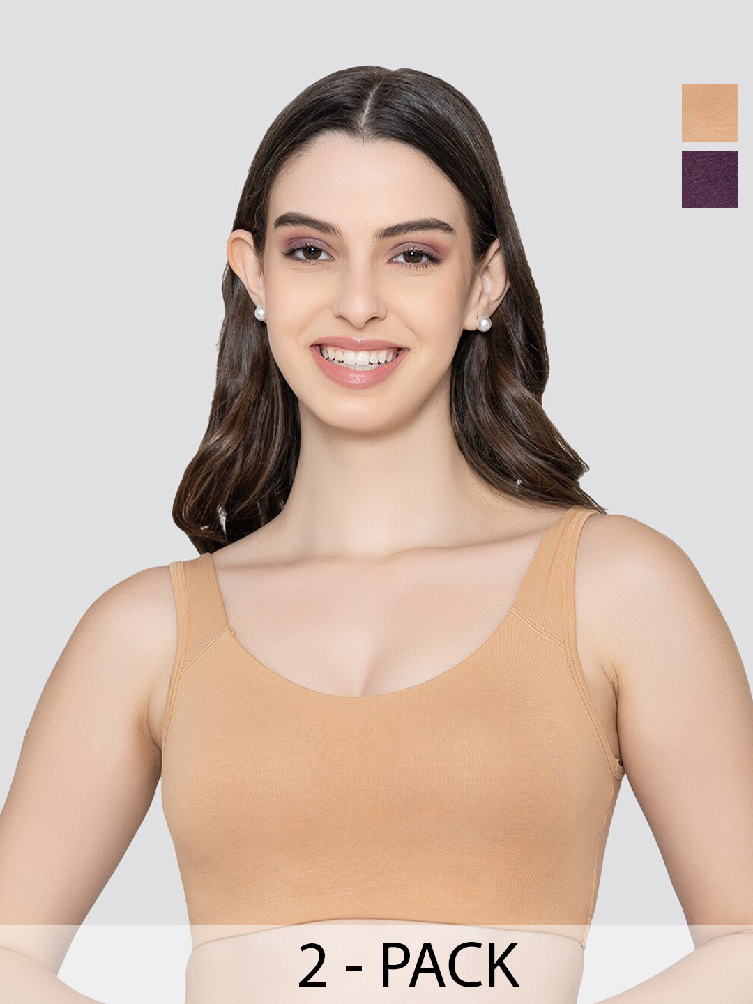 

K LINGERIE Pack of 2 Daisey Flexible Fit Medium Impact Sports Bra for Light Workouts, Burgundy