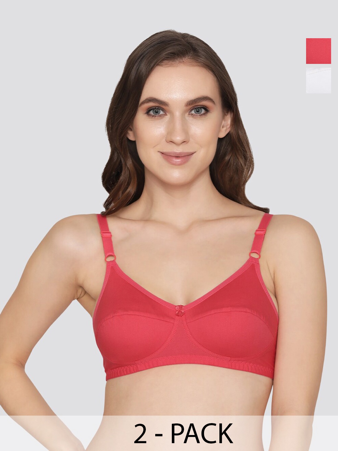 

K LINGERIE Pack of 2 Manvi Wirefree Cotton Everyday Bra, Pink