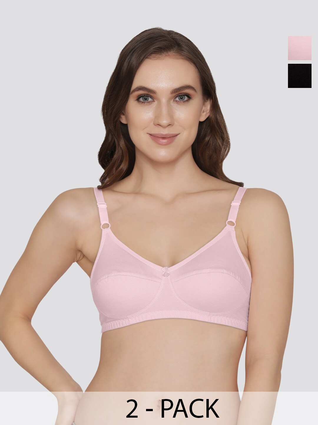 

K LINGERIE Pack of 2 Manvi Wirefree Cotton Everyday Bra, Pink