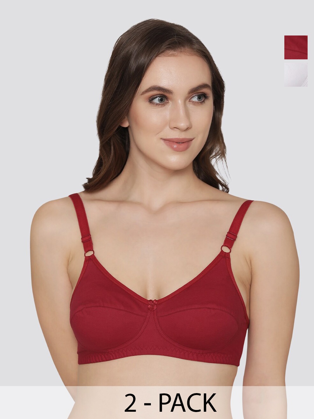 

K LINGERIE Pack of 2 Manvi Wirefree Cotton Everyday Bra, Maroon