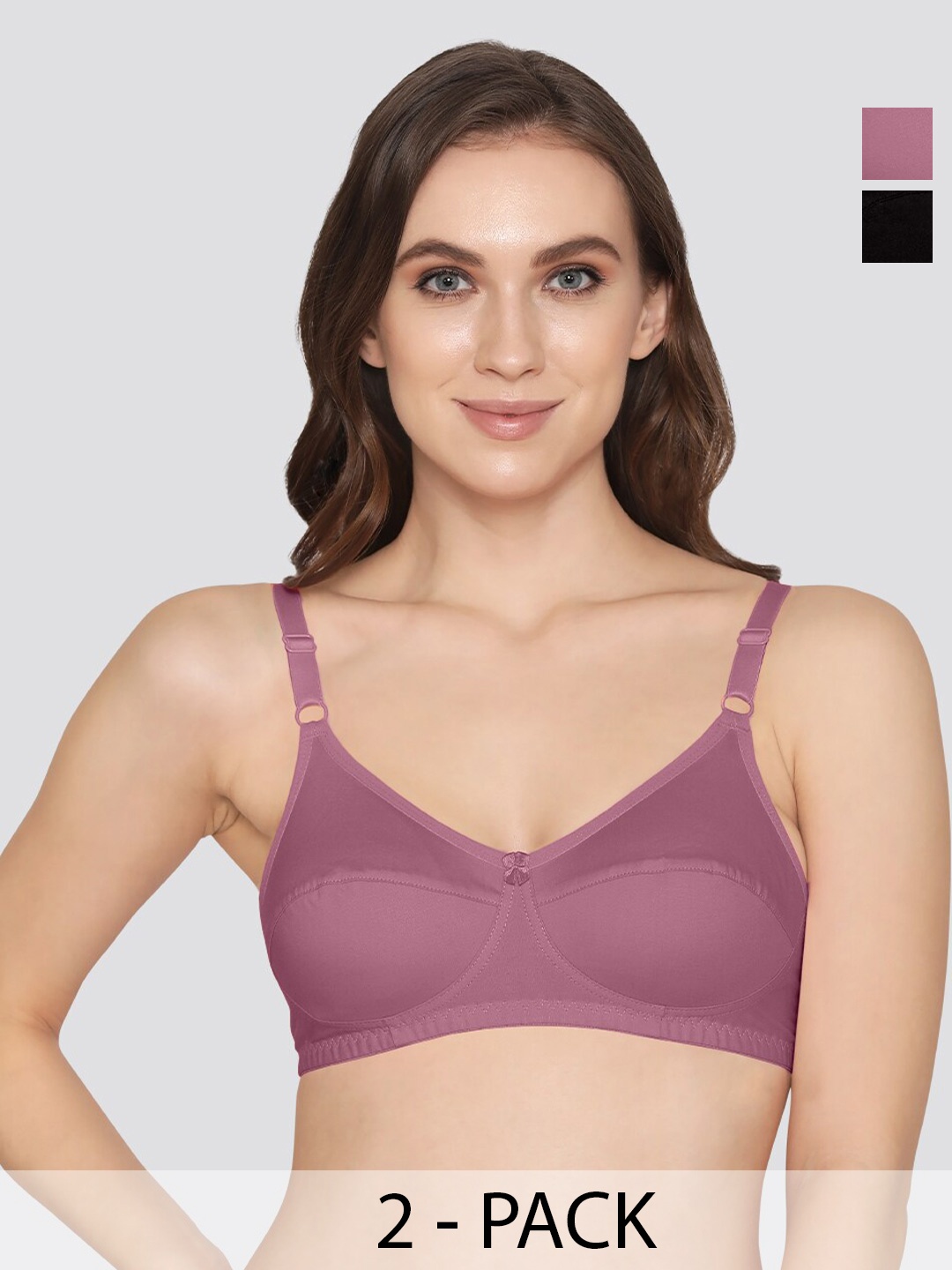 

K LINGERIE Pack of 2 Manvi Wirefree Cotton Everyday Bra, Pink