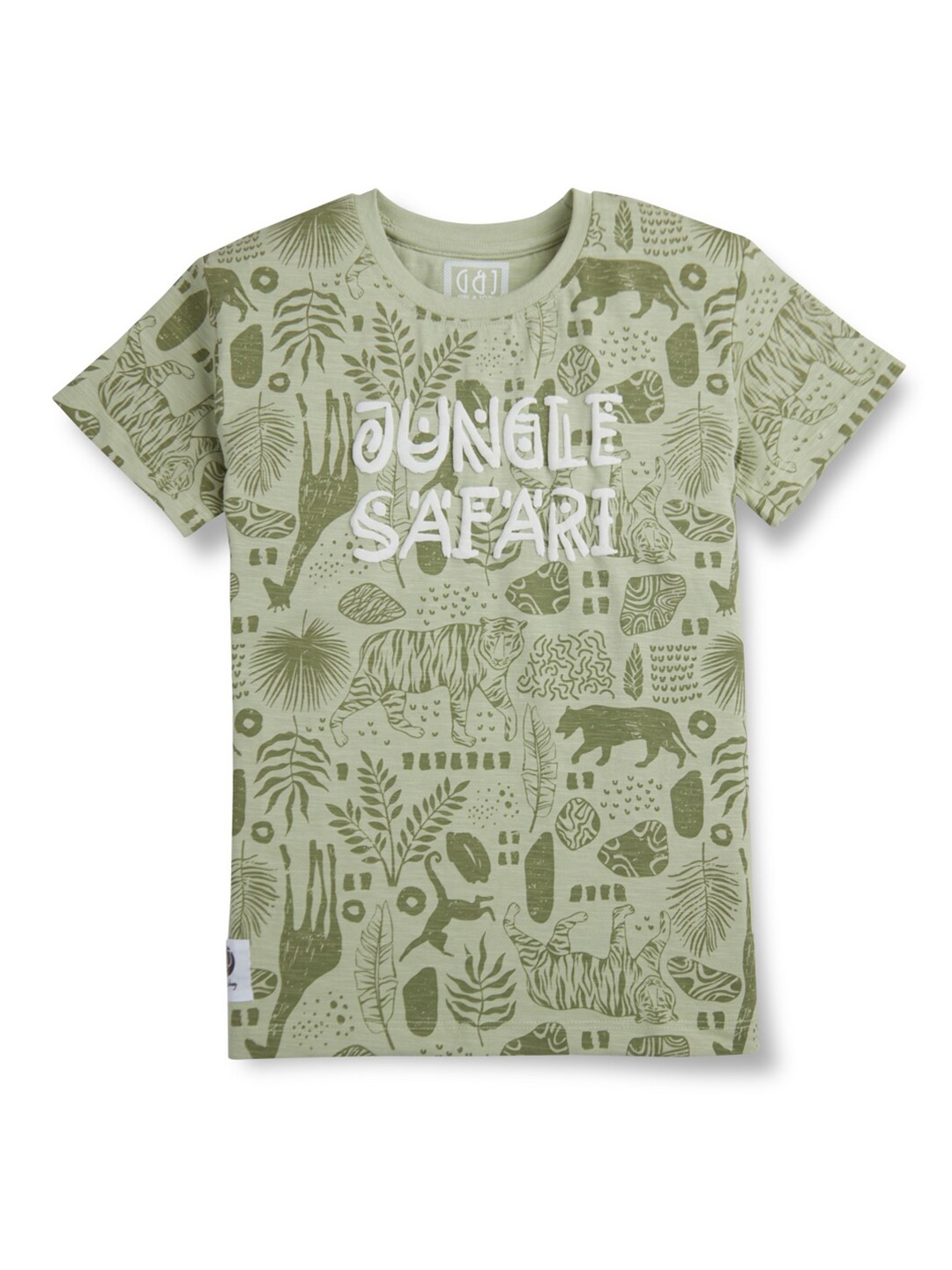 

Gini and Jony Boys Conversational Printed Applique Cotton T-shirt, Green