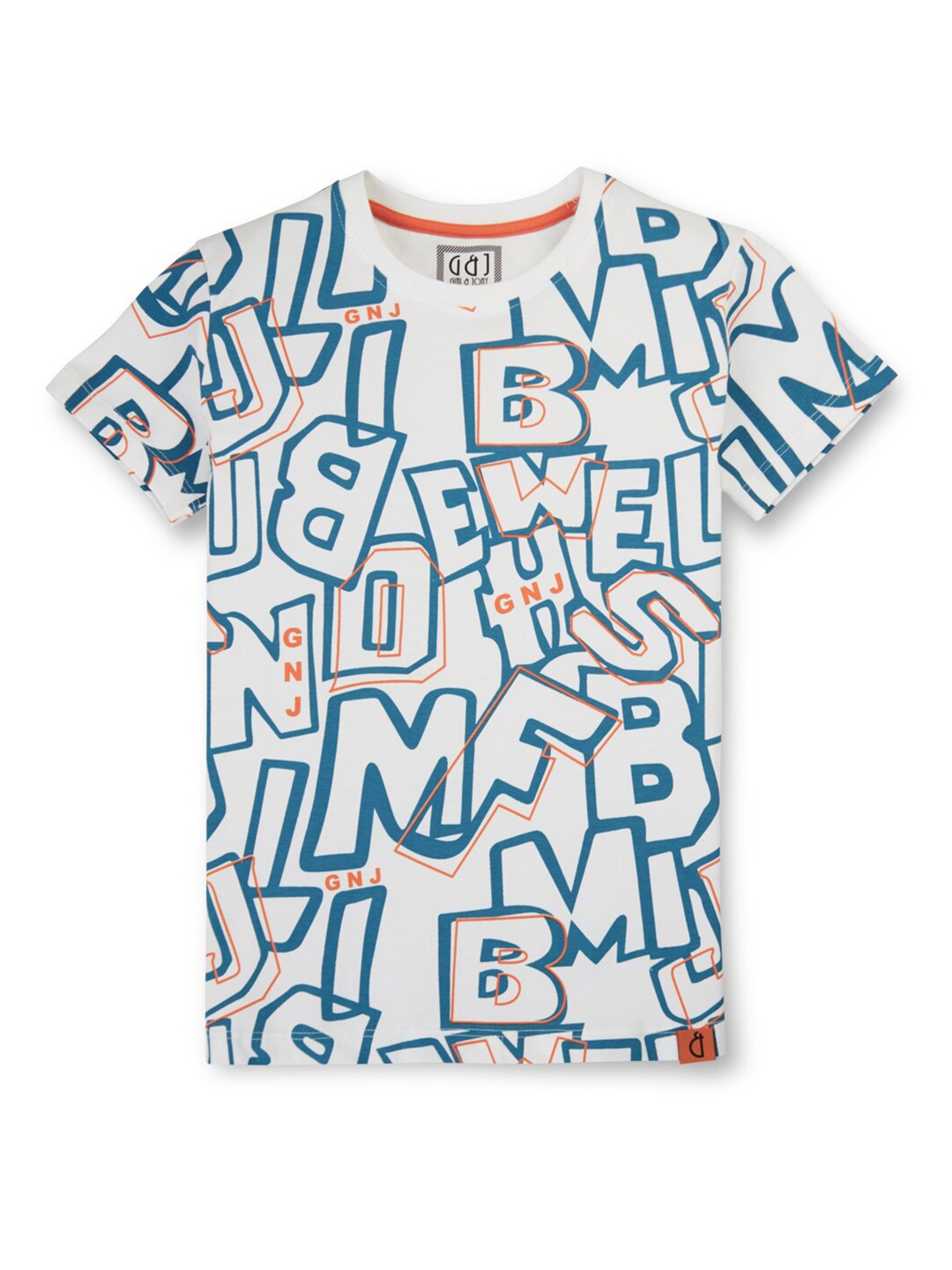 Gini and Jony Boys Typography Printed Cotton T-shirt, White