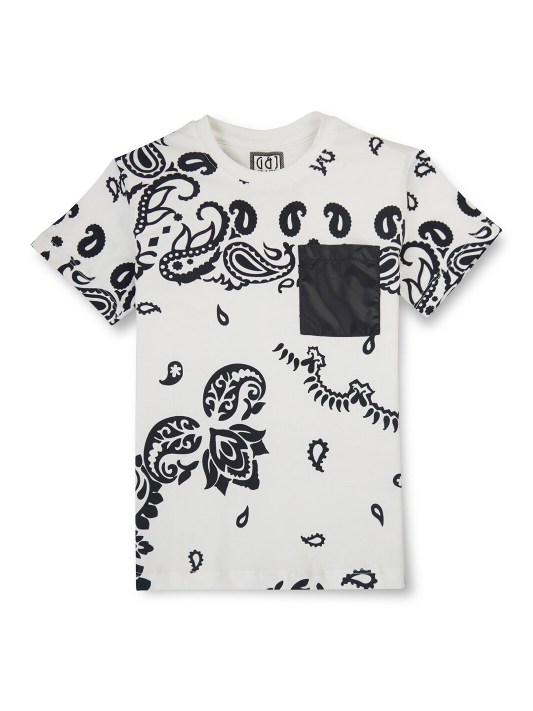 

Gini and Jony Boys Abstract Printed Pockets Cotton T-shirt, White