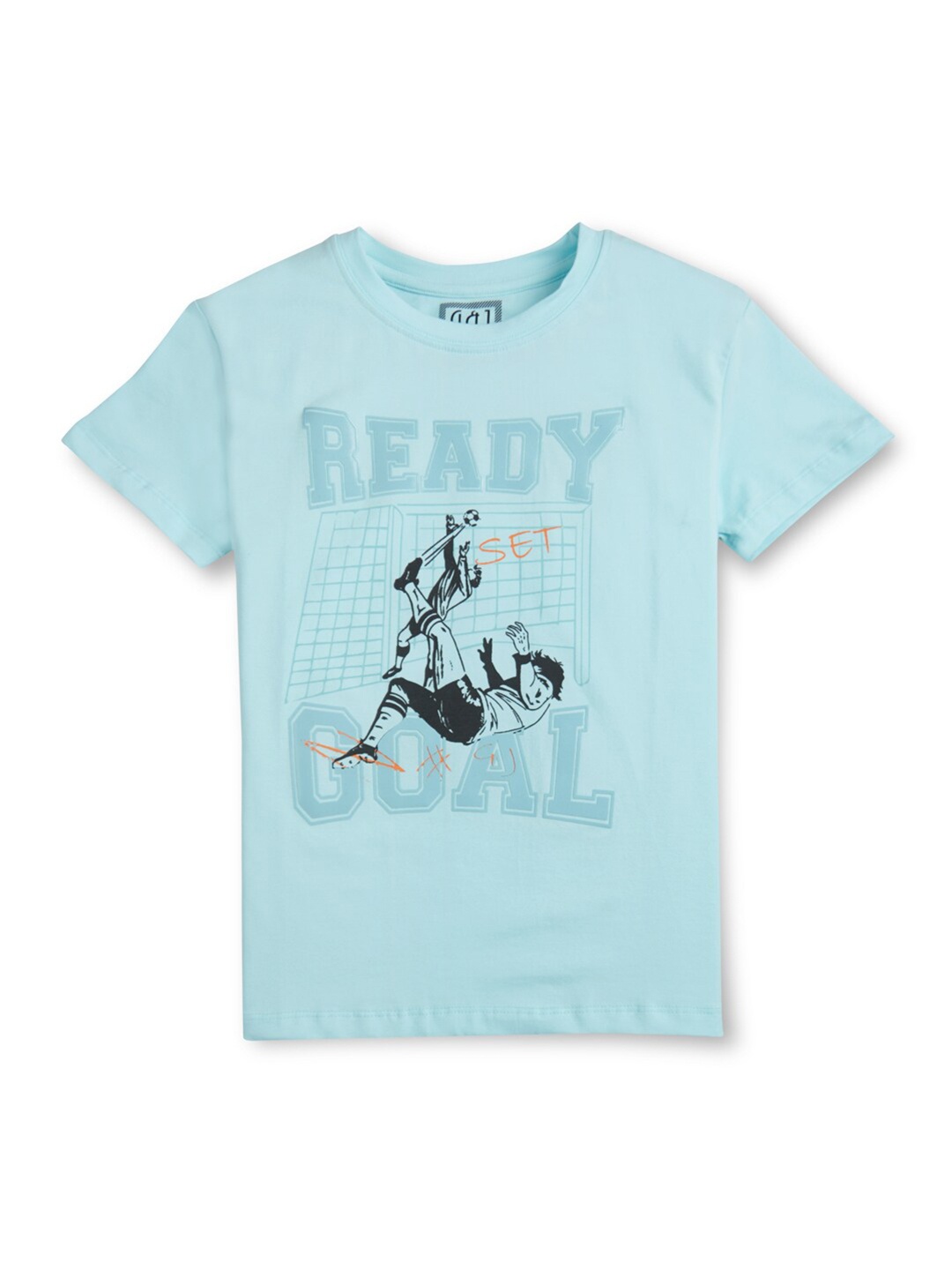Gini and Jony Boys Typography Printed Cotton T-shirt, Blue