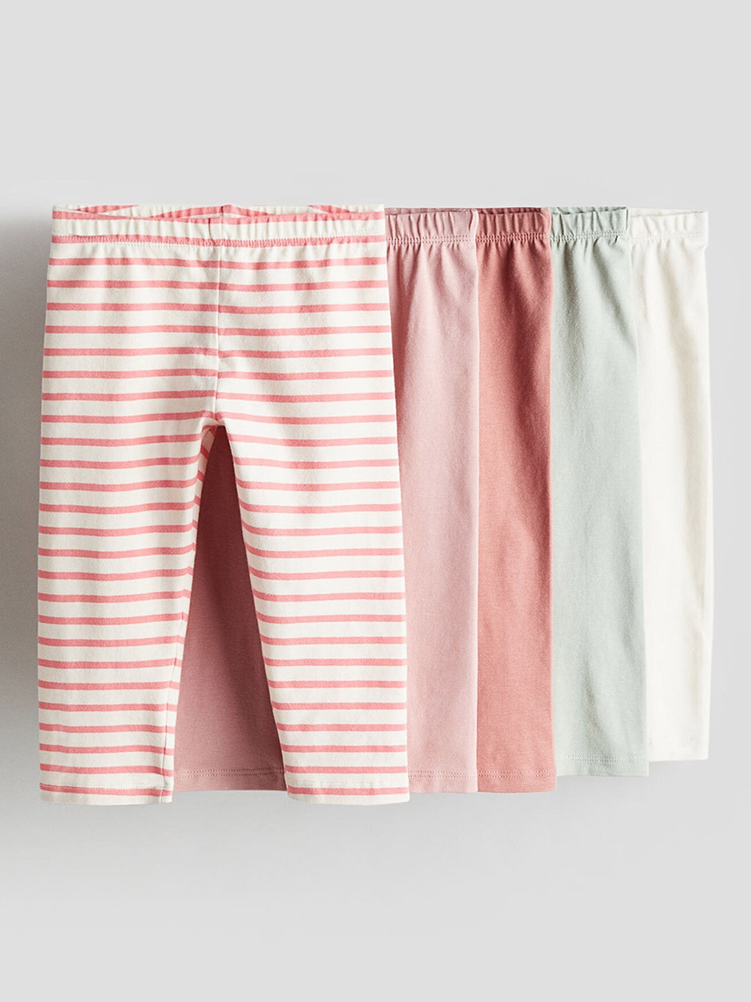 

H&M Girls 5-Pack Cotton Capri Leggings, Pink