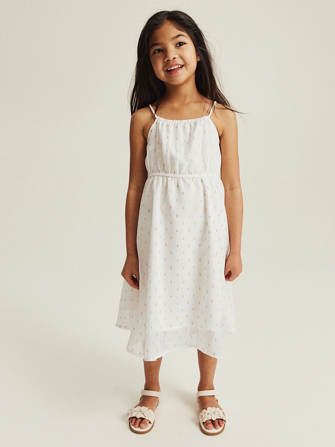 

H&M Girls Asymmetric Chiffon Dress, White