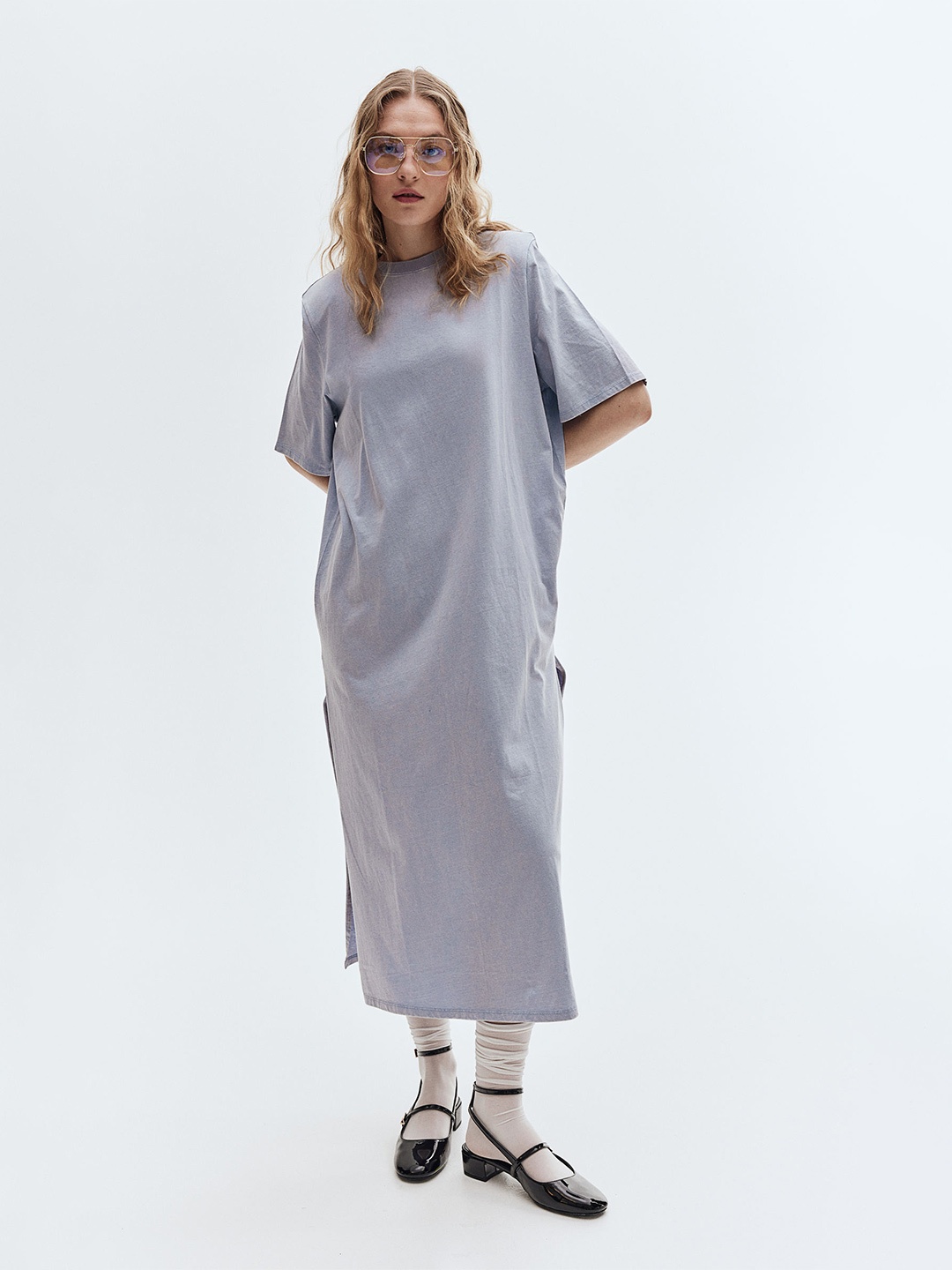 

H&M Shoulder-Pad T-shirt Dress, Blue