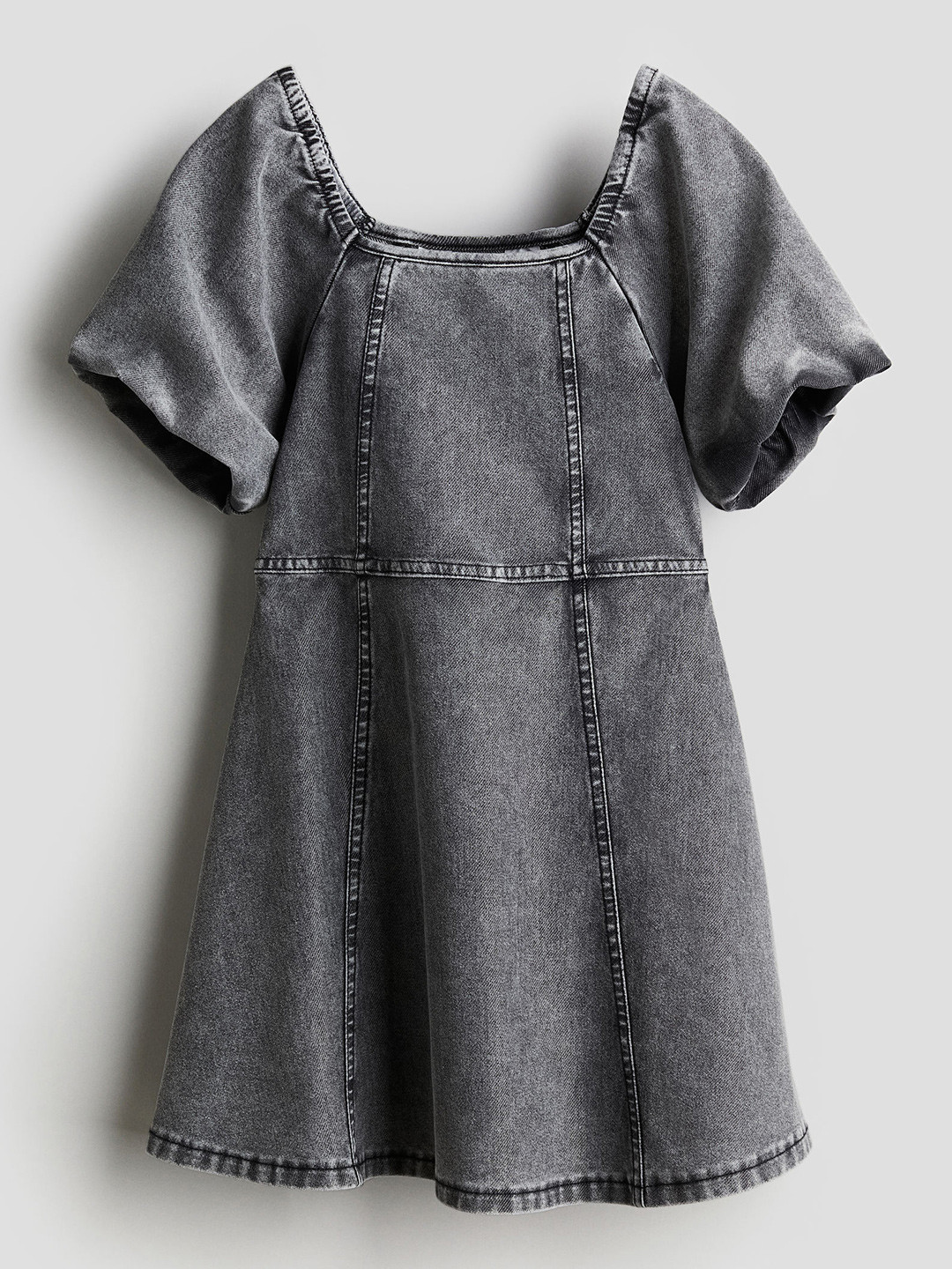 

H&M Girls Puff-Sleeved Dress, Grey