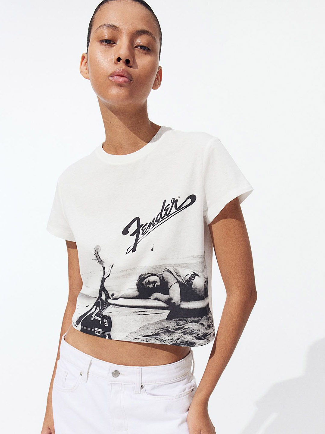 

H&M Pure Cotton Printed T-shirt, White