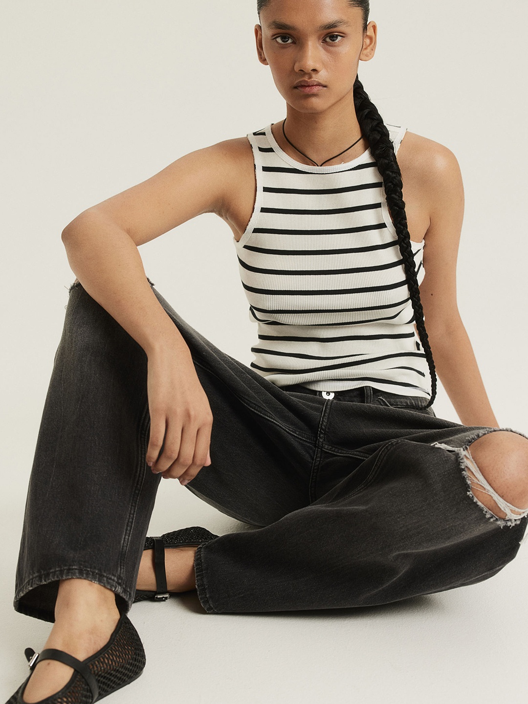

H&M Ribbed Vest Top, White