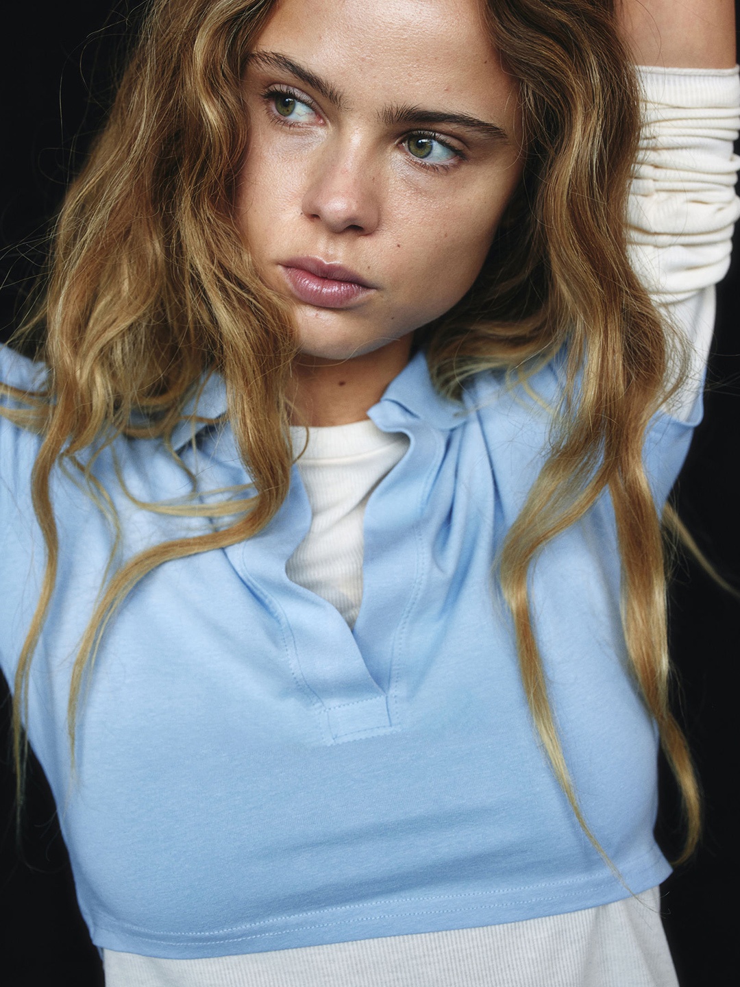 

H&M Collared Cropped Top, Blue