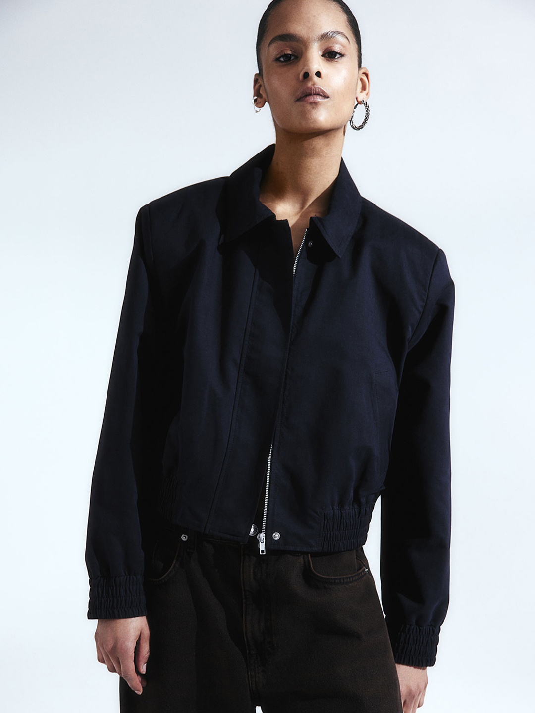 

H&M Shoulder-Pad Bomber Jacket, Black