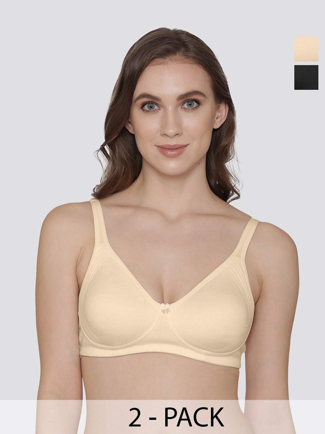 

K LINGERIE Pack of 2 Winny Full Coverage Double Layered Cups Everyday Bra, Beige