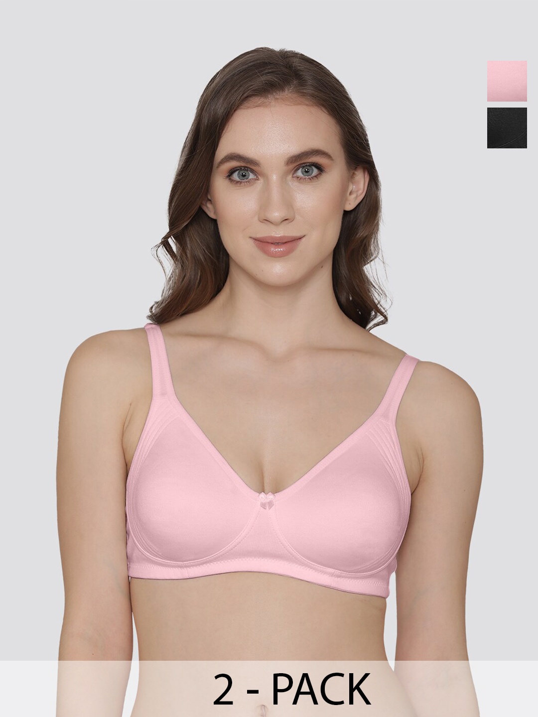 

K LINGERIE Pack of 2 Winny Full Coverage Double Layered Cups Everyday Bra, Pink
