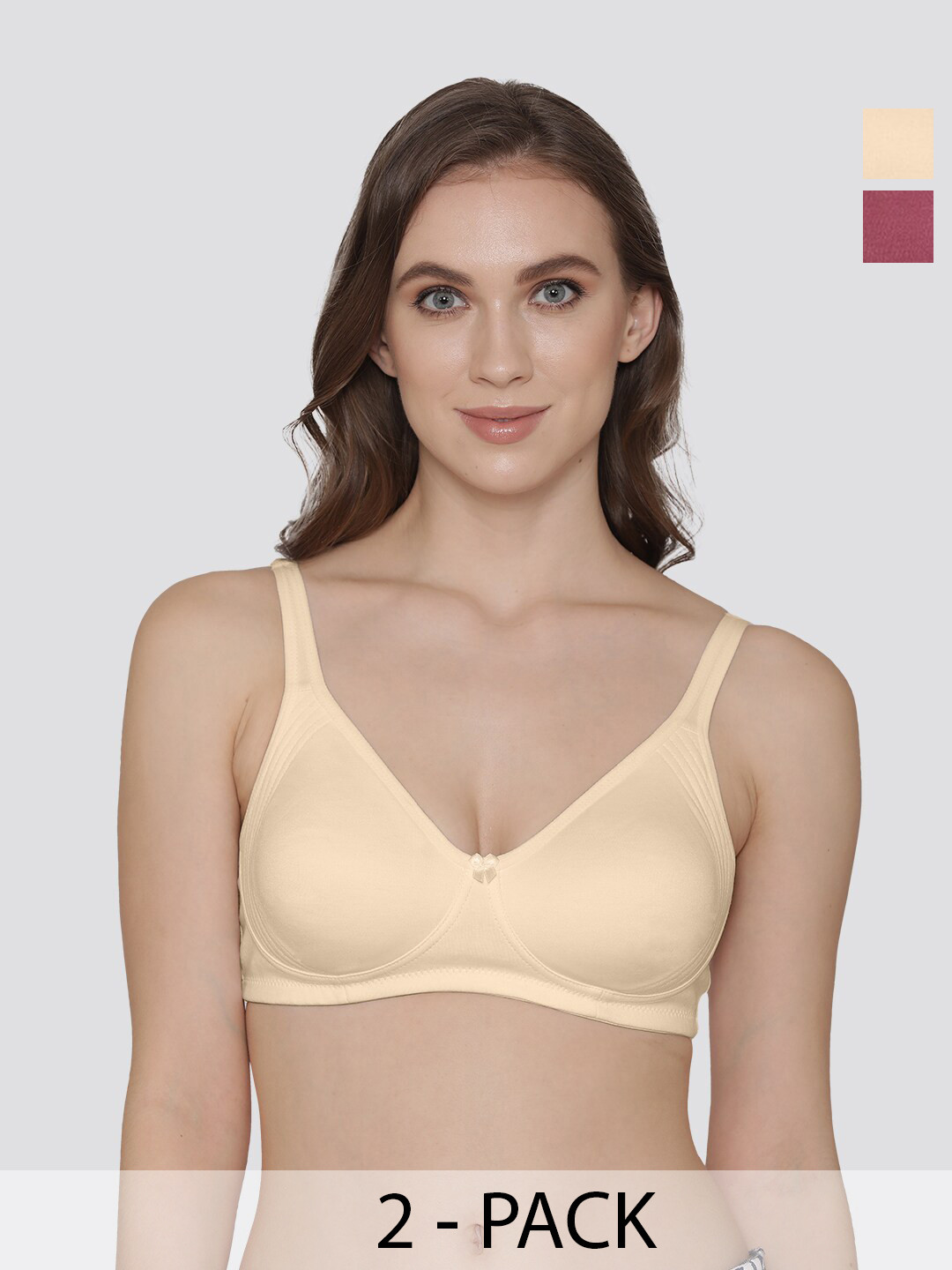 

K LINGERIE Pack of 2 Winny Full Coverage Double Layered Cups Everyday Bra, Beige