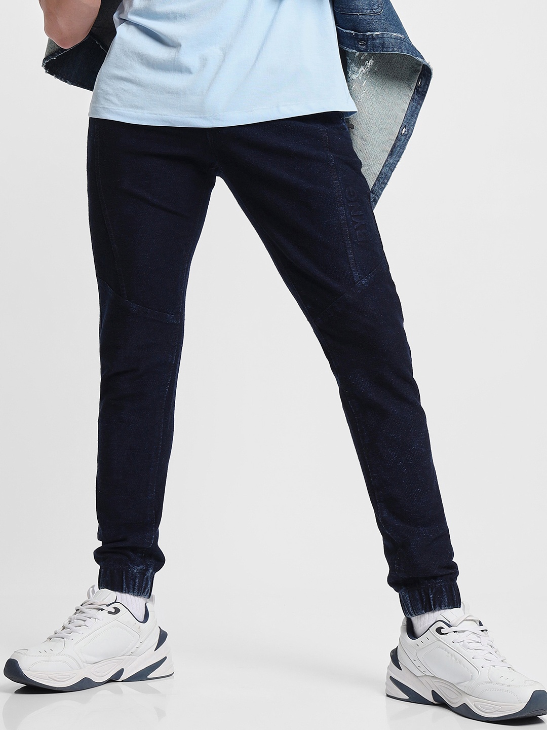 

Beyoung Men Cotton Mid Rise Joggers, Blue