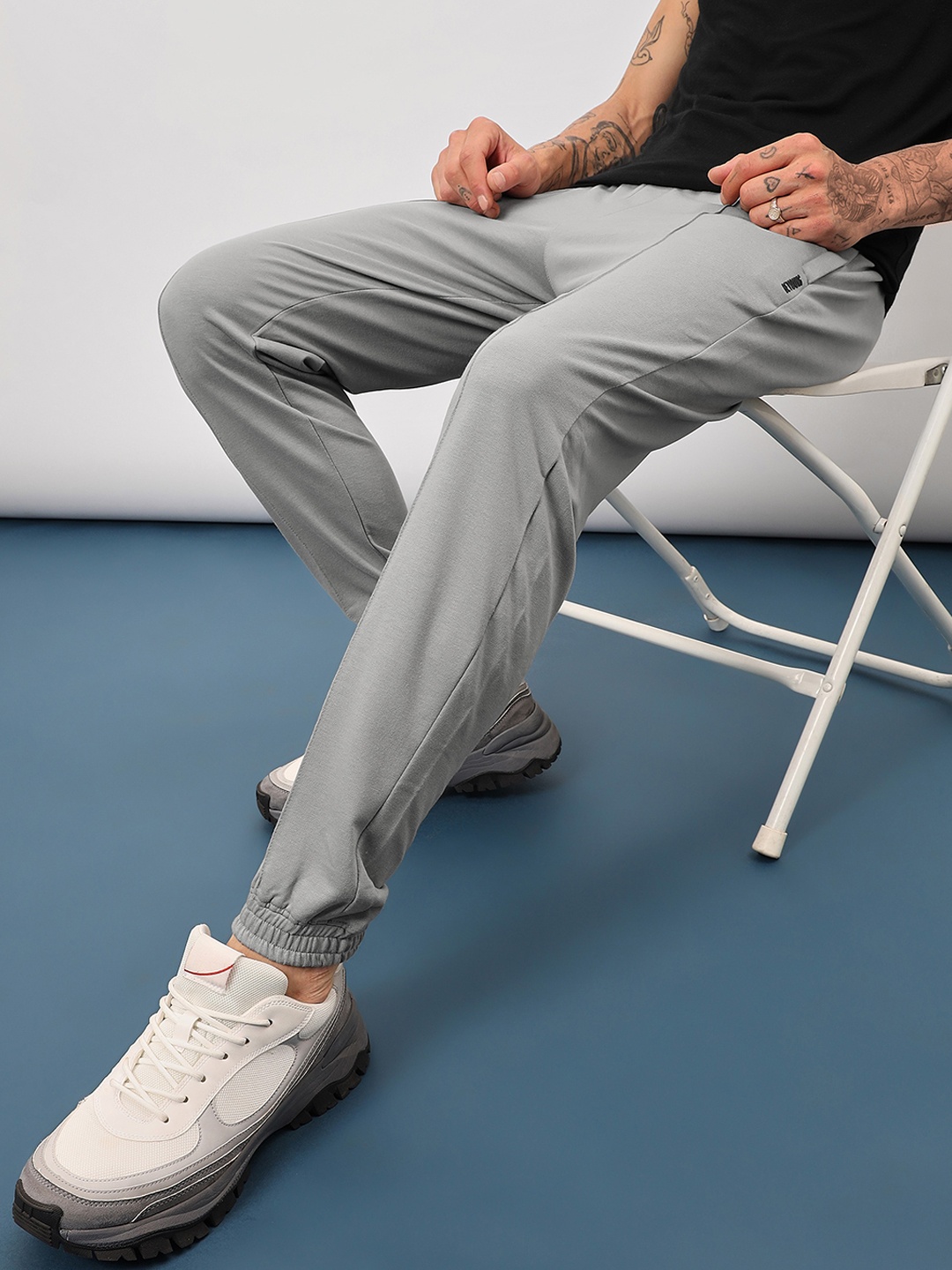 

Beyoung Men Mid Rise Running Cotton Joggers, Grey
