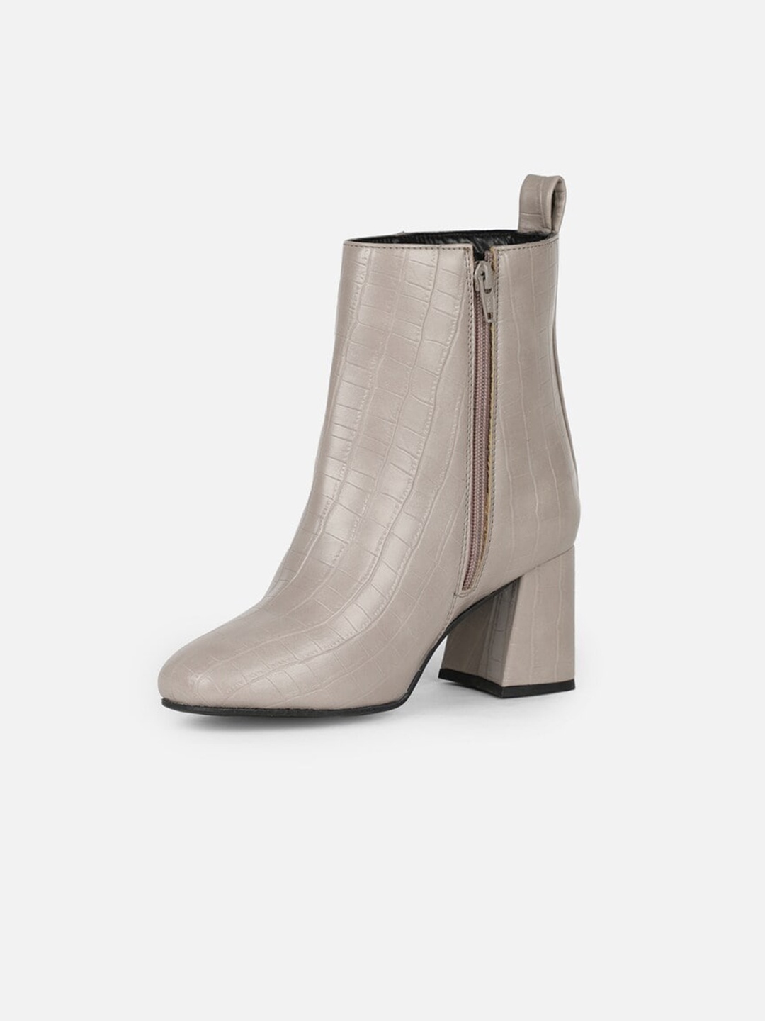 

FOREVER 21 Women Textured Block-Heeled Regular Boots, Grey