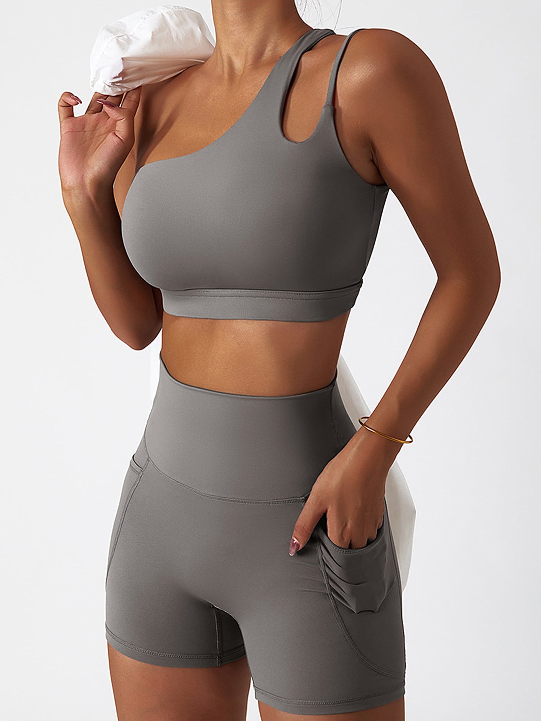 

LULU & SKY Women Slim Fit High-Rise Cycling Sports Shorts, Grey