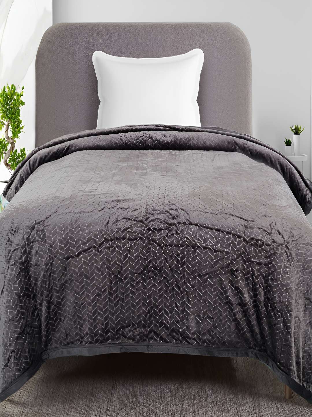 

GAPU & BALY Coffee Brown Striped AC Room 300 GSM Single Bed Blanket