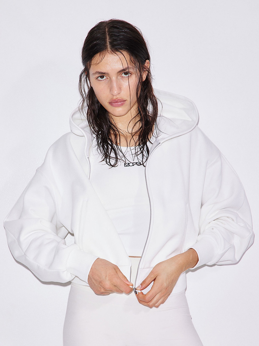 

H&M Zip-Through Hoodie, White