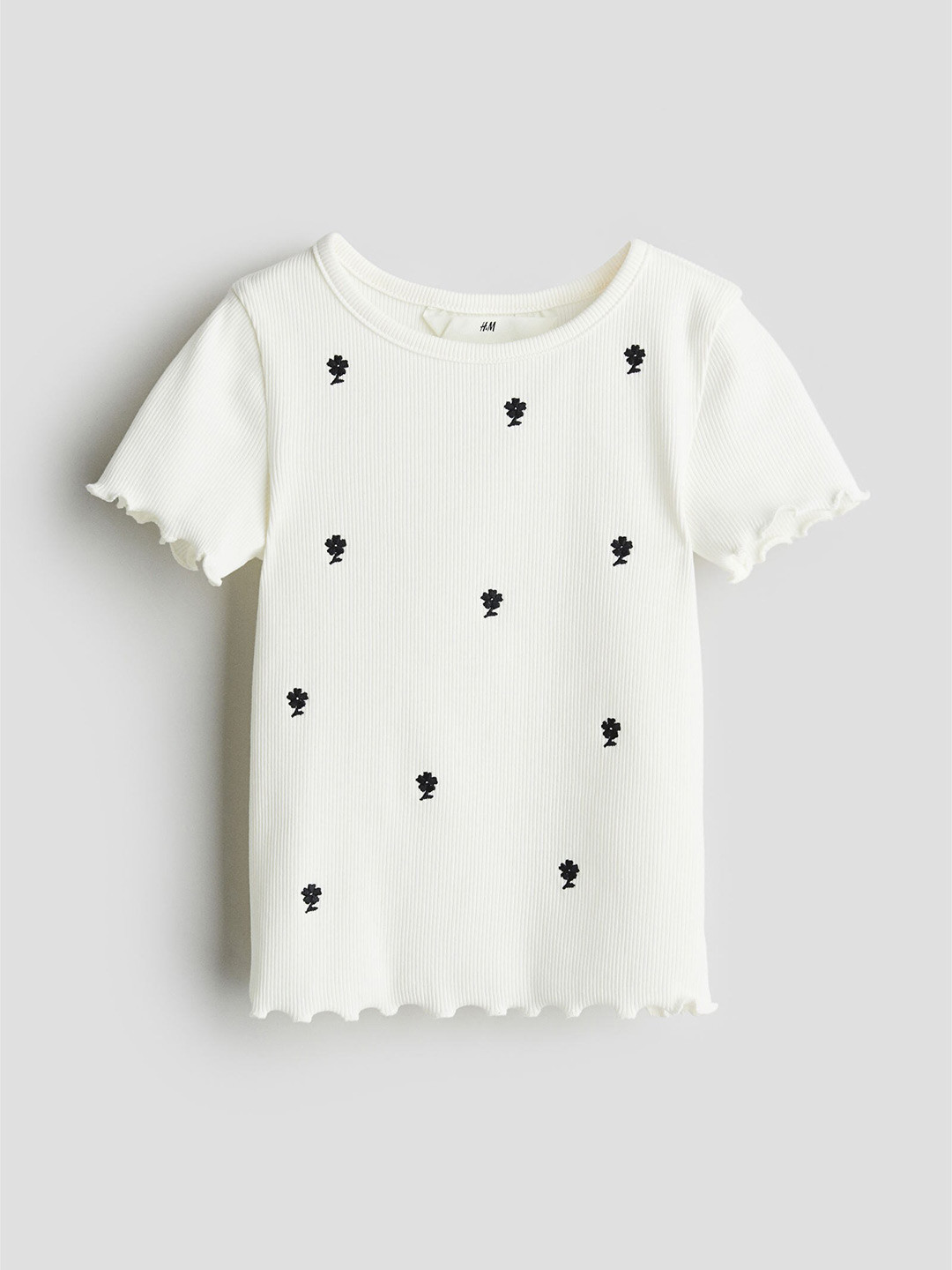 

H&M Girls Full-Trimmed Ribbed T-shirt, White